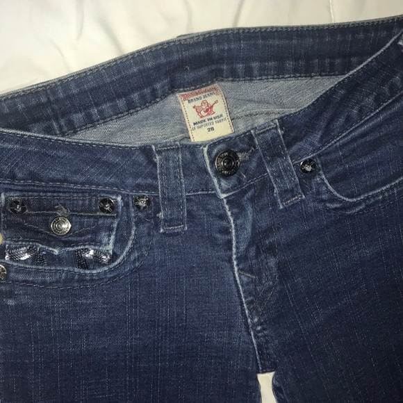 True religion dark wash boot cut jeans sequins - Picture 6 of 8